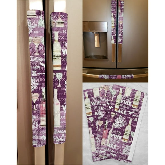 Beer or Wine Refrigerator Oven Dishwasher Handle Covers by Penny's Needful Things (15 Inch) (Set of 2) (Purple Wine)