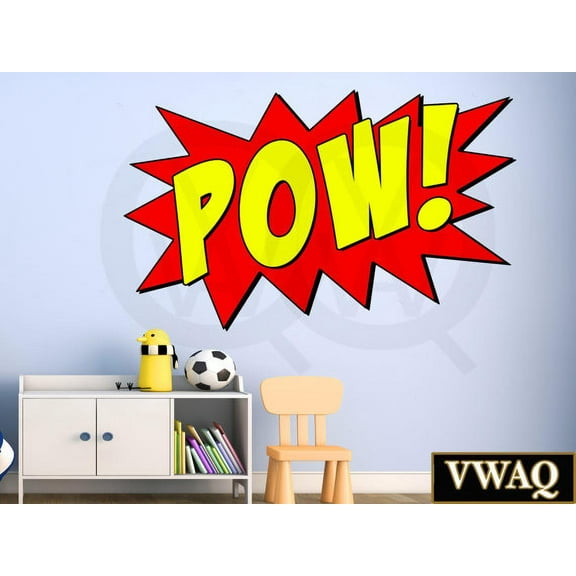 VWAQ Comic Book Pow Wall Decal Sound Effect Superhero Pow Vinyl Wall Decor Peel And Stick Sticker VWAQ-CB2 (20"H X 30"W)