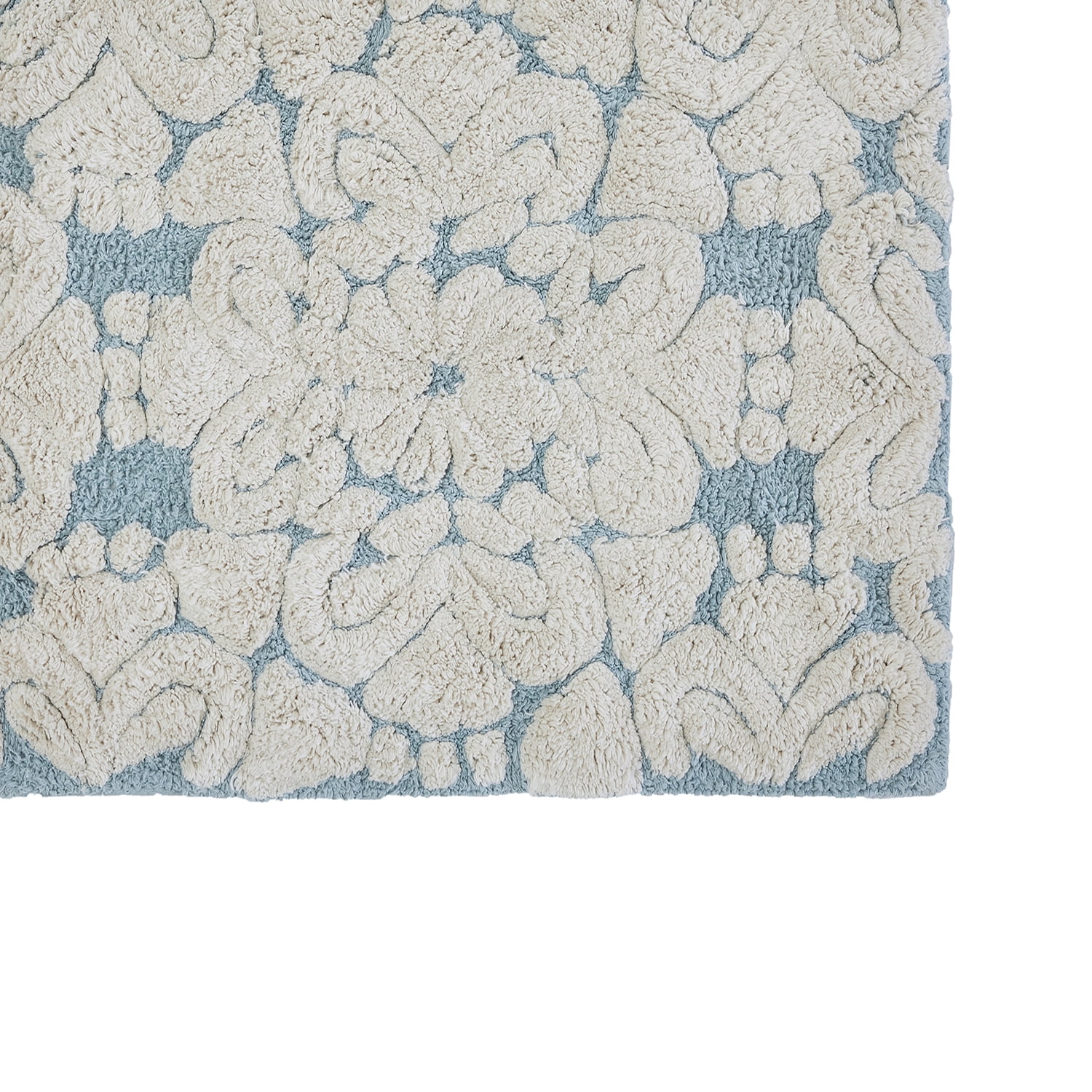 Better Trends U-Shape Toilet Rug 100% Cotton, Non-Slip Rug, Water Absorbent, Machine Washable, (20" x 20") Contour Bath Rug Blue - Madallion Collection