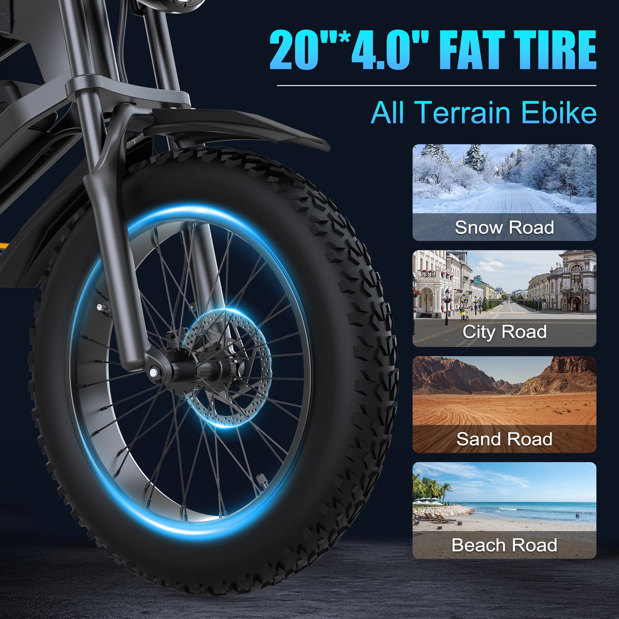 ZorixBike R8mini Peak 1500W Adult Electric Bicycle, 48V 15Ah Battery, 20 Inch x 4 Inch Fat Tires, Full Suspension, 7-Speed Gear, Electric Mountain Bike, UL2849