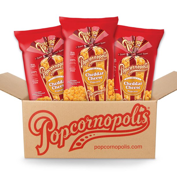 Popcornopolis Cheddar Cheese Popcorn (3 14 oz. bags)