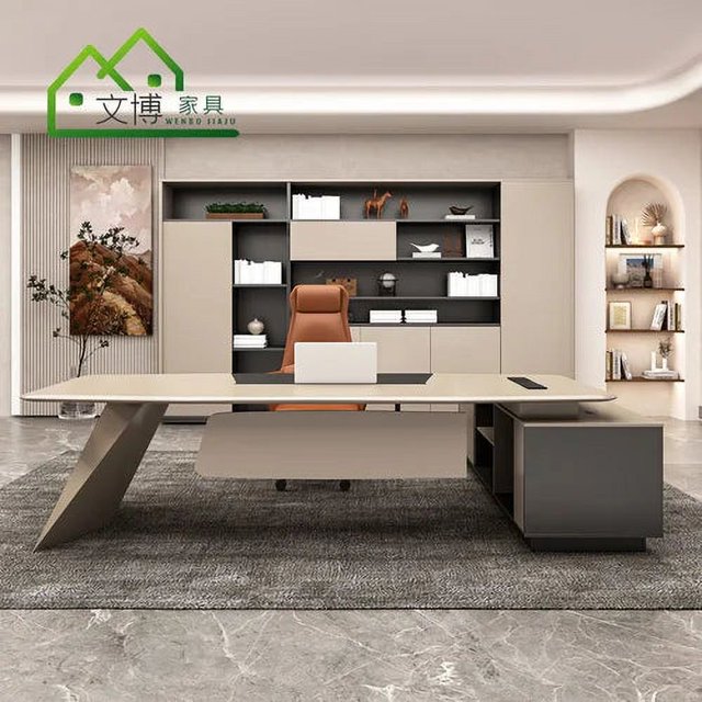 Designer Vanity Office Desk L Shaped Reception High Quality Boss Computer Desk Organizer Unique Mesa Escritorio Office Furniture My Lux Decor Round