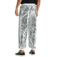 thumbnail image 3 of INSPIRE CHIC Sequin Pants for Men's Sparkly Disco Costume Elastic Waist Shiny Metallic Joggers 34 Silver, 3 of 6