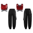 thumbnail image 6 of Aislor Kids Girls Hip Hop Dance Shiny Sequins Sleeveless Crop Tops with Chain Pocket Jogger Pants Red 14, 6 of 6