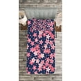 thumbnail image 3 of Ambesonne Navy and Blush Quilted Bedspread Set 2 Pcs, Japanese Spring, Twin Size, Dark Blue Coral Pink, 3 of 3