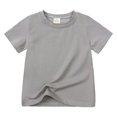 thumbnail image 2 of Lumtrix Boys Short Sleeve T-Shirts Oversize Crew Neck Top for Chlid Trendy Solid Color Cotton Clothes for Girl Light Gray 100, 2 of 3