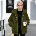 thumbnail image 5 of aohooy Winter Coats for Women Double Fleece Warm Jackets Long Sleeve Loose Casual Plush Hooded Outerwear Ladies Thermal Coat Army Green,M, 5 of 9