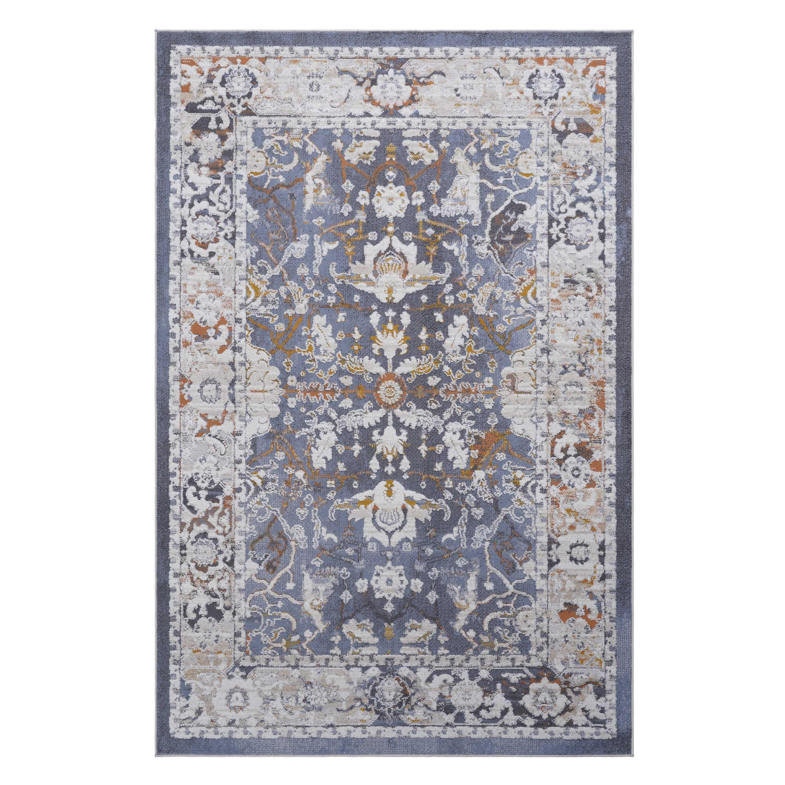 8' x 10' Blue Traditional Area Rug Non-Shedding Stain Resistant Medium Pile Carpet for Living Room Bedroom Dining Room Home Office Entryway