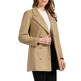 thumbnail image 4 of INSPIRE CHIC Winter Overcoat for Women's Notch Lapel Double Breasted Coats XS Khaki, 4 of 5