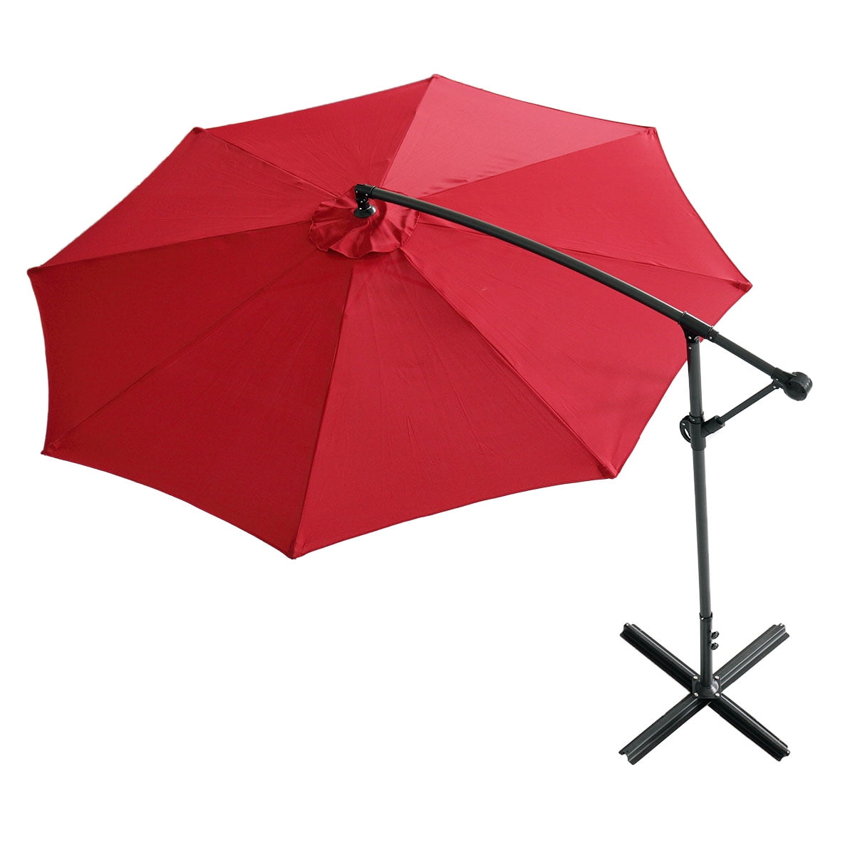 Lowestbest Patio Umbrella Offset Hanging Umbrella Outdoor Market Umbrella, Red