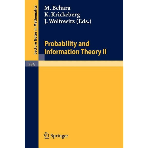 Lecture Notes in Mathematics Probability and Information Theory II, Book 296, (Paperback)