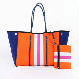 TinyYears Set of 3 Neoprene Bags for Women - Large Neoprene Tote Bag,  Neoprene Beach Tote Bag/Gym Totes/Diaper Bag