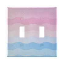 Yayeee Toggle Light Switch Wall Plate 2-Gang 4.56"x4.48" Decorative Outlet Cover, Light Pink Stripes