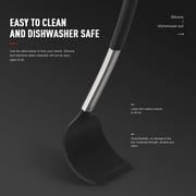 Large Silicone Cooking Utensils Set - Heat Resistant Kitchen Utensils Sets,Spatula,Spoon,Turner Tongs,Brush,Whisk,Stainless Steel Silicone Cooking Utensil for Nonstick Cookware Dishwasher Safe (Black