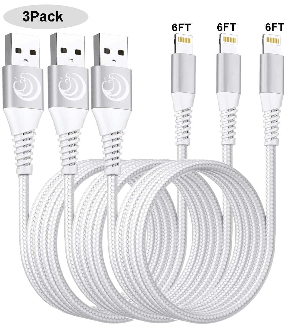 iPhone Lightning Cable 3Pack 6FT Nylon Braided Lightning Cable iPhone