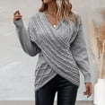 thumbnail image 2 of Cathalem WoWomens Oversized Sweater Fall Oversized Side Slit Ribbed Knit Pullover Sweater Top,Grey XXL, 2 of 3
