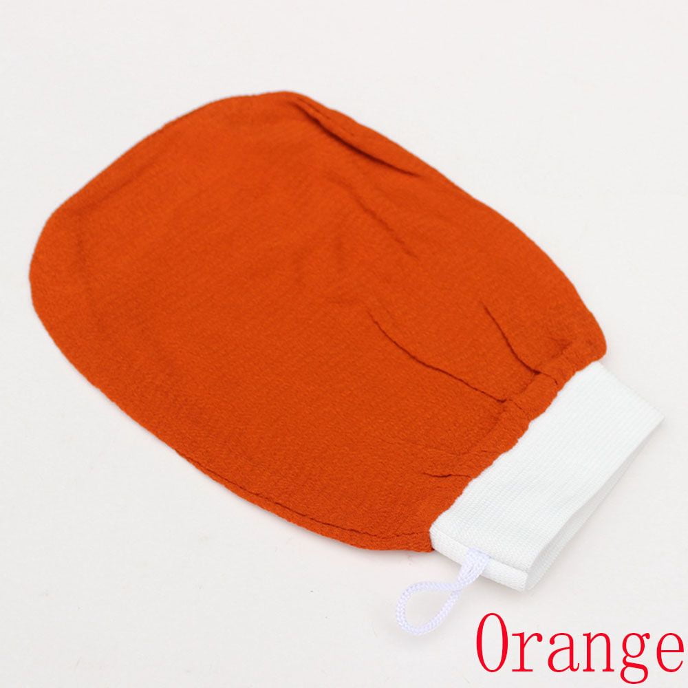 Durable Cleaner Massage Smooth Skin Exfoliating Towel Bath Glove Shower Scrubber Body Rub ORANGE
