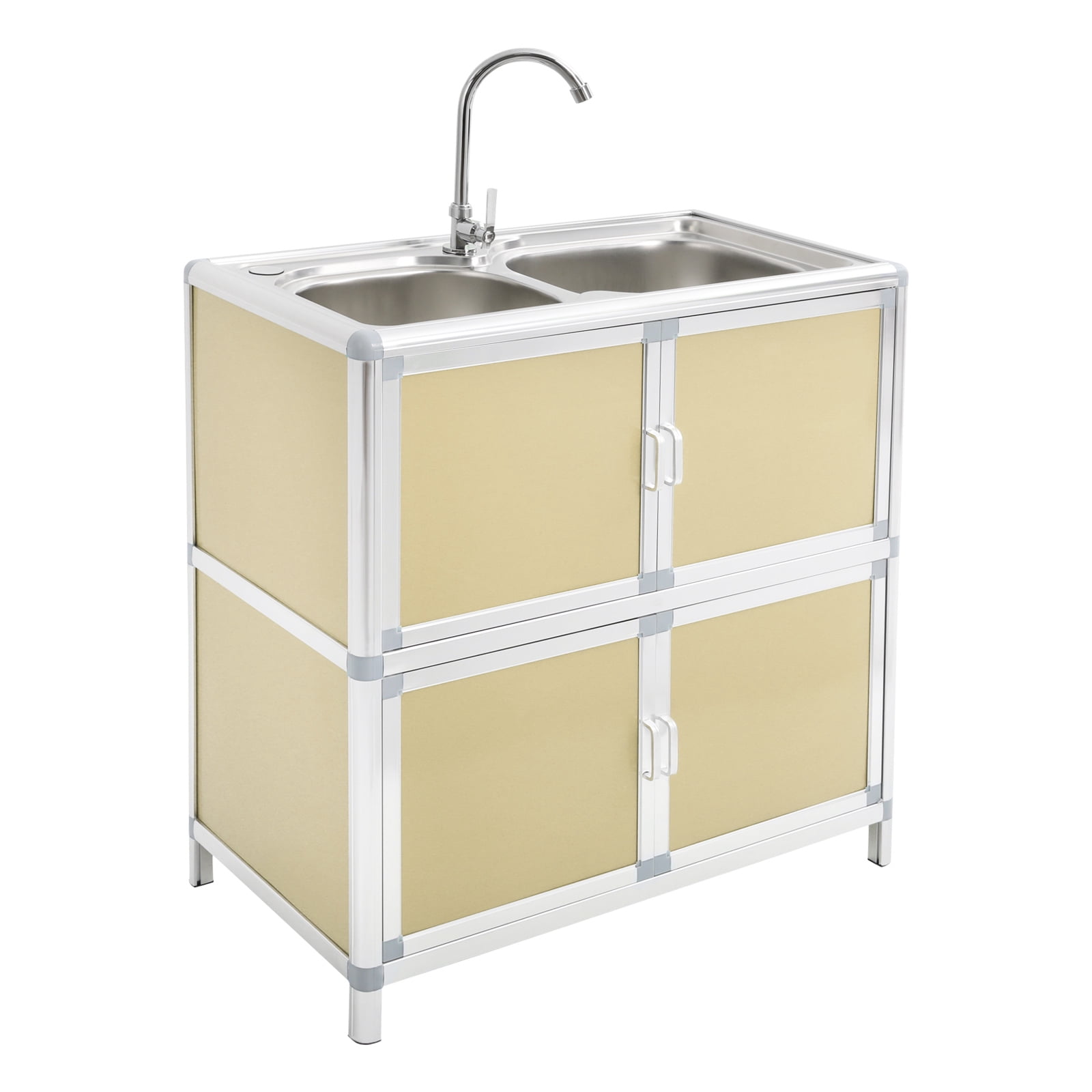 Kitchen Sink with Cabinet, Utility Sinks with Faucet, Freestanding Sink with Storage for Home Kitchen(Gold)