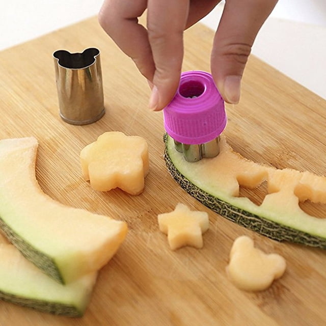 9 moldes cortadores de frutas y verduras con dibujos animados, moldes cortadores de flores, herramientas para cortar galletas, pasteles, fondant