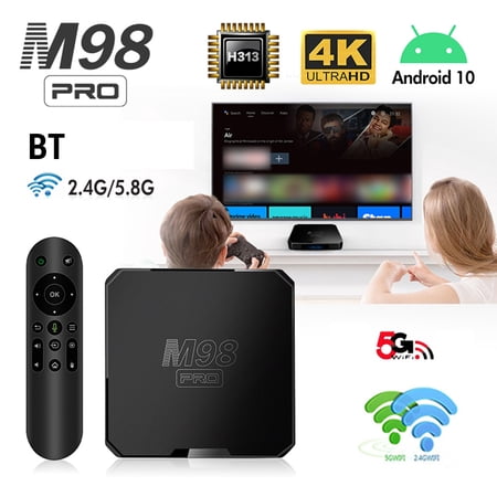 Docooler M98 PRO Android TV Box, Android 10 Support 4K HDR Smart Streaming Media Player(16GB)