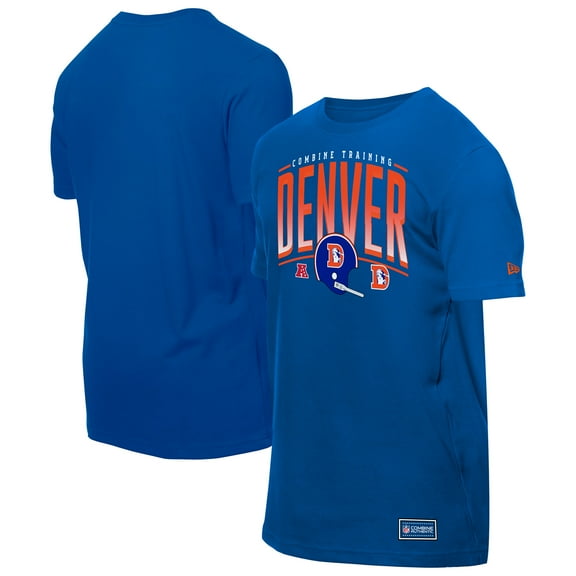 Men's New Era  Royal Denver Broncos Combine Authentic Training Throwback T-Shirt