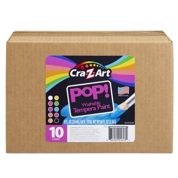 POP! Fluorescent – Cra-Z-Art Washable Tempera Paint 8oz, 10ct