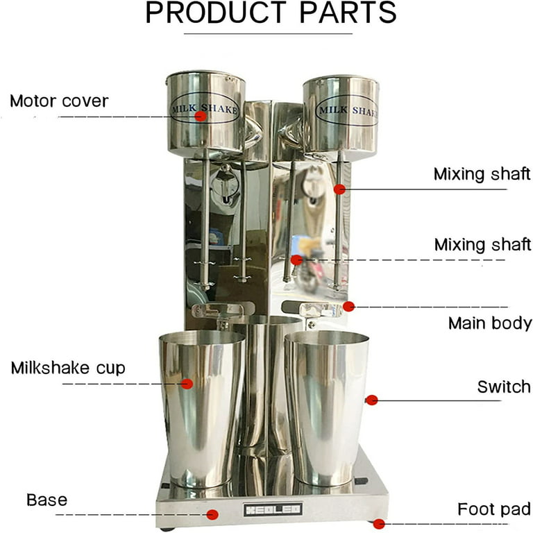 Electric Milkshake Maker, 110V 18000RMP Commercial Stainless Steel Drink  Mixer Machine Smoothie Malt Blender with 2 Speed Adjustable (Double Head)