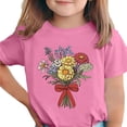 thumbnail image 1 of Zpanxa T-Shirts d'Été pour Filles Imprimé de la Fête de l'Indépendance Col Rond Manches Courtes Haut Polyester Spandex 10-11 Ans, 1 of 6