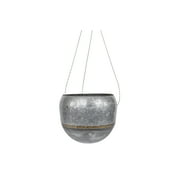 Creative Co-Op DA7380 Galvanized Metal Hanging Planter, 9" Round, Grey and Gold