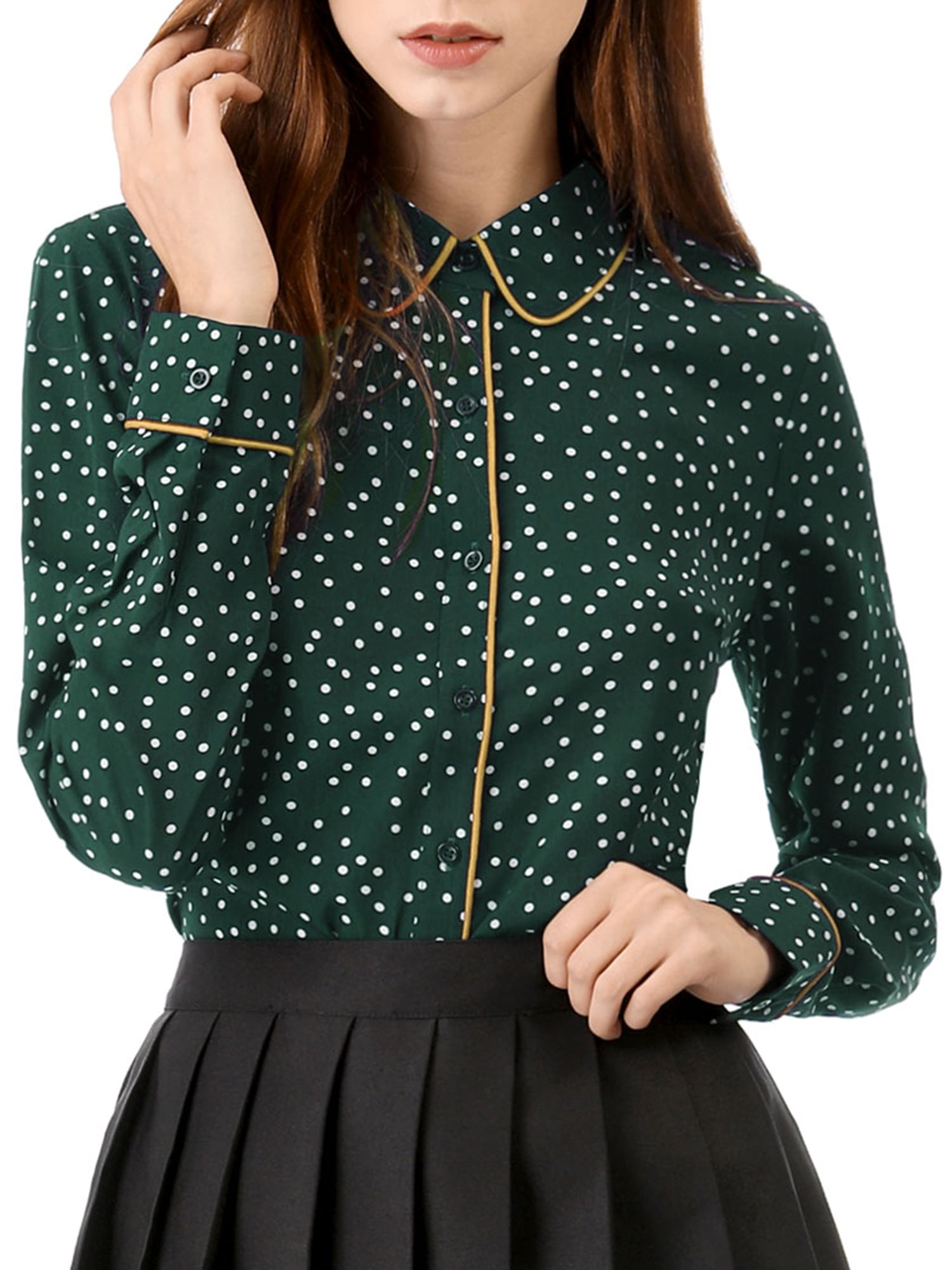 green polka dot shirt