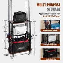 Fishing Rod Holder Cart with 10 Rod Slots, Garage Storage Organizer for Fishing Gear