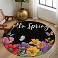 thumbnail image 2 of Round Rug 7Ft Washable Non-Slip, Spring Flowers Circle Area Rugs for Living Room Bedroom, Watercolor Country Colorful Floral Black Indoor Floor Mats Carpet Runner for Home Decor Aesthetic, 2 of 8