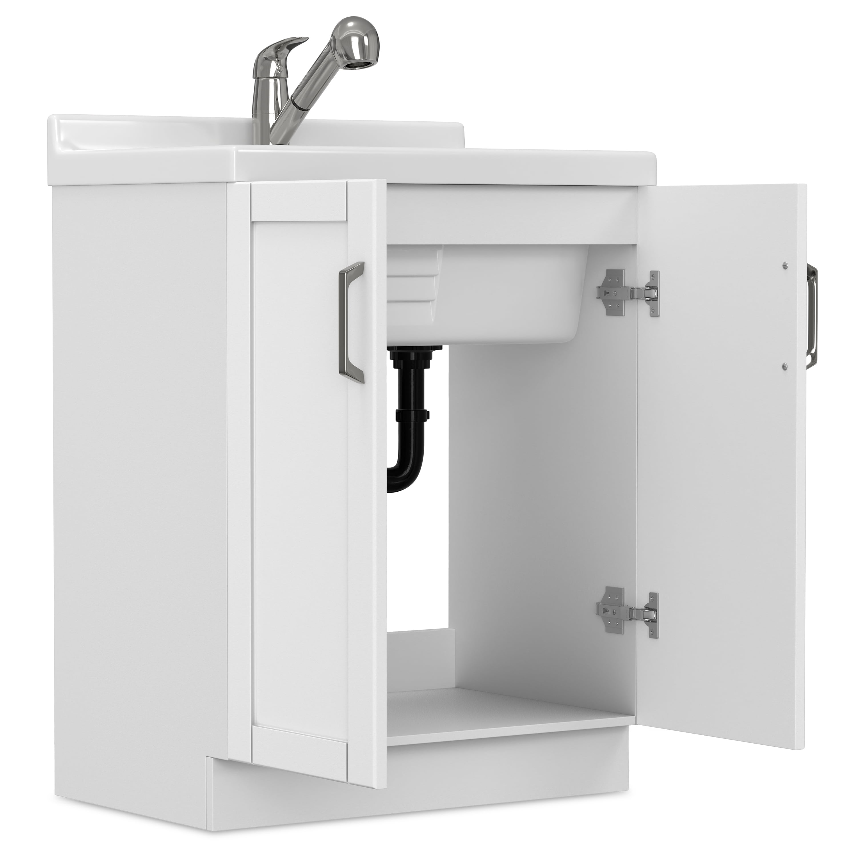 Simpli Home Kyle All-In-One 28-inch Laundry Utility Sink and Cabinet and ABS Sink