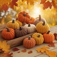 thumbnail image 3 of Halloween Hand-Knitted Pumpkin Ornament, Terracotta 2in, Cute Fall Window Farmhouse Mantel Decor, 3 of 10