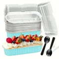 thumbnail image 5 of 20PCS Rectangle Mini Loaf Pans with Lids,Mini Cake Pans with Lids,Disposable Ramekins Baking Cups Muffin Tins Cupcake Cups for Wedding Birthday Party,6.8oz (Blue), 5 of 5
