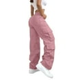 thumbnail image 5 of Ladies Cargo Pants, Audhol Cargo Pants for Women High Waisted Hiking Pants Baggy Stretchy Wide Leg Streetwear with 6 Pockets Women’S Cargo Pants Pink 3XL, 5 of 8