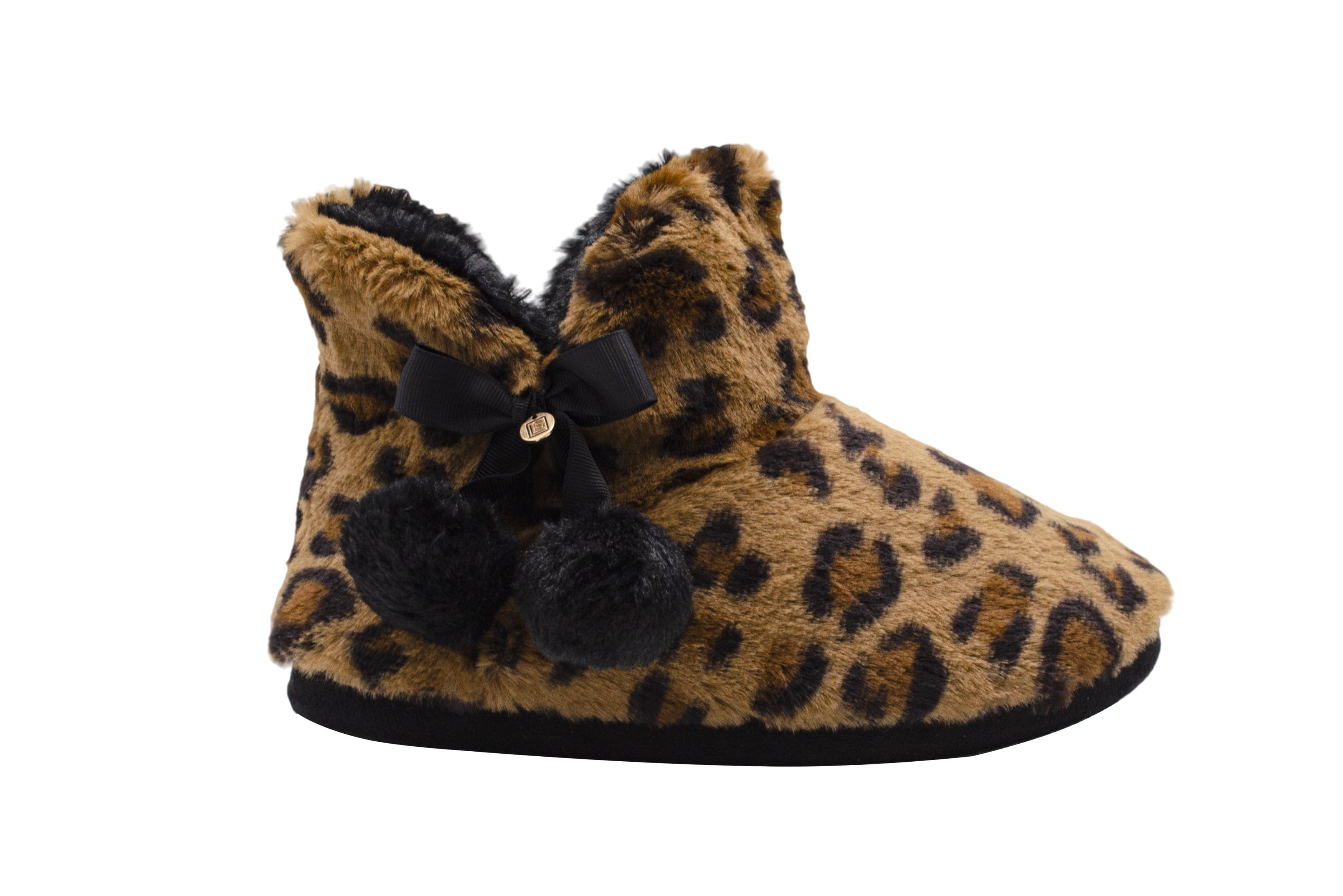 Footwear Studio Womens Synthetic Fur Warm Cosy Fleece Lined Bow Design Boot Slippers Comfort