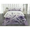 thumbnail image 4 of Ambesonne Purple Quilted Bedspread Set 3 Pcs, Watercolor Vintage Floral, King Size, Lilac Pale Grey Blush, 4 of 4