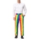 thumbnail image 2 of Pantalones INSPIRE CHIC para hombres, pantalones a rayas, ajuste ceñido, bloque de color, con botones y cremallera, pantalones de vestir 28 multicolor, 2 of 7