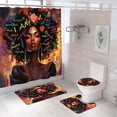 thumbnail image 2 of Black Girl Bathroom Set with Shower Curtain and Rugs, Toilet Lid Cover, Bath Mat, Inspirational Quote African Women Shower Curtain Set with Hooks, Waterproof Shower Curtains for Bathroom Decor, 2 of 8