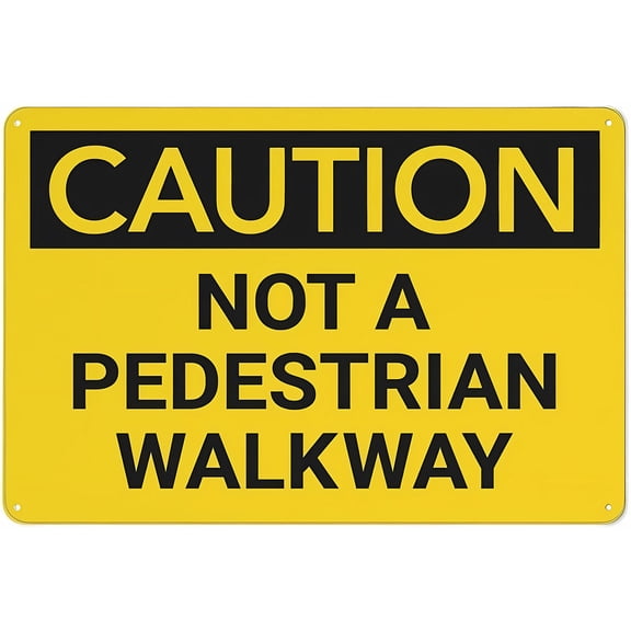 Caution Not A Pedestrian Walkway Retro Aluminum Sign 8"x12" - Vintage Style Metal Tin Sign, Funny Pool Wall Decor Art