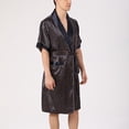 thumbnail image 6 of Holiday Clearance! ZVNAΖH Mens Silk Robe Short Sleeve Belted Kimono Bathrobe Satin Sleepwear Loungewear with Pockets, 6 of 7