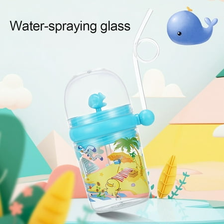 

Decor Store 250ml Cartoon Whale Spray Water Kids Feeding Cup Drink Bottle Mug with Straw