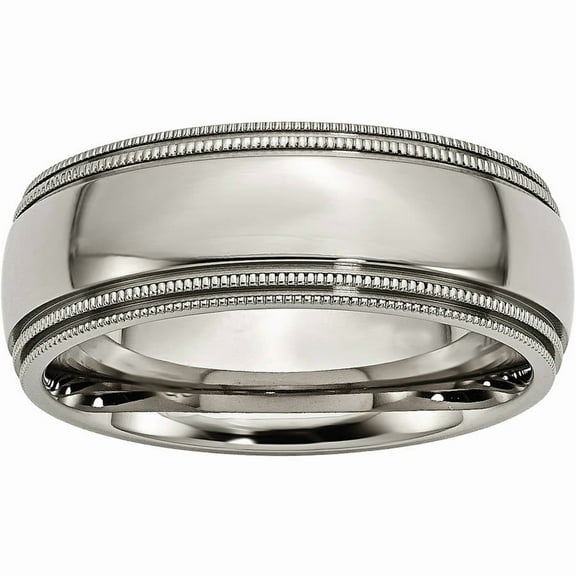 Titanium Grooved and Beaded Edge 8mm Polished Band