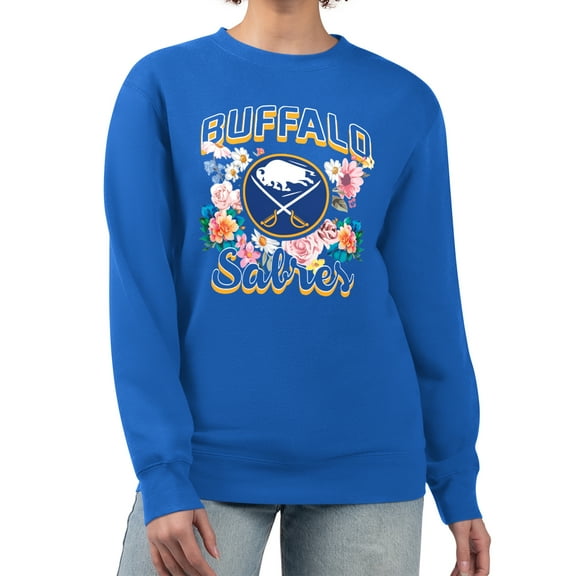 Women's G-III 4Her by Carl Banks Royal Buffalo Sabres Flower Logo Pullover Sweatshirt
