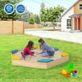 thumbnail image 3 of Costway Wooden Sandbox with Seats, Outdoor Backyard Bottomless Sandpit for Kids, Multicolor, 9 lb, 3 of 11