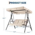 thumbnail image 3 of Columpio de Patio de 3 Asientos – Toldo Ajustable – Marco de Acero – Tela Transpirable – Reposabrazos – 272 kg – Jardín, Piscina y Porche, 3 of 8