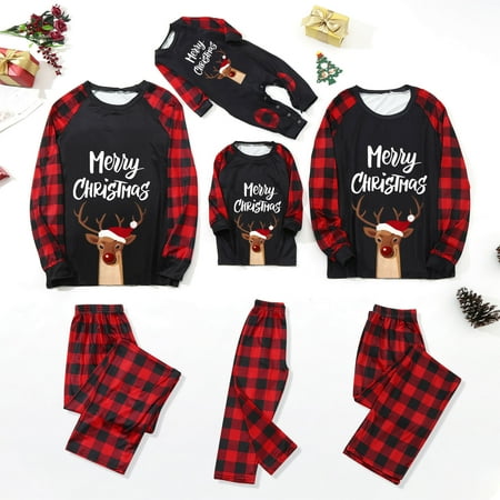 

Christmas Women Mommy Print Blouse Tops And Pants Family Clothes Pajamas