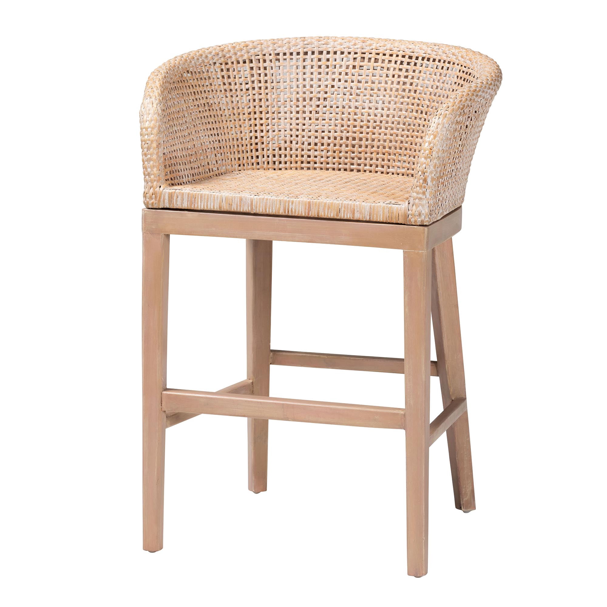 bali & pari Papua Boho Counter Stool, One Size, Antique white washed