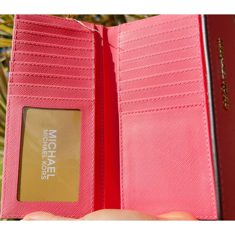 Michael Kors Jet Set Travel Large Trifold Wallet Pink Grapefruit